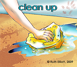 cleaning up mess