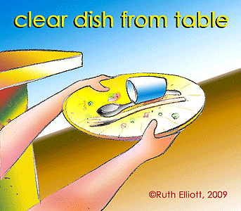taking dish from table
