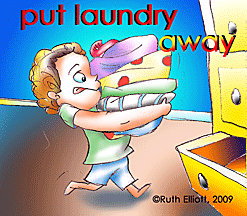 putting away laundry 